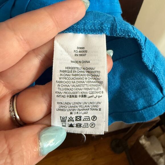 BODEN | 100% Linen Blue Eve Linen Short Sleeve V Neck Dress  | Size 8 R - Picture 7 of 7